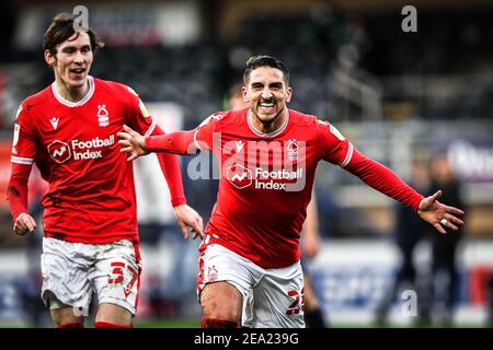 HIGH WYCOMBE, ANGLETERRE. 6 FÉVRIER : lors du match de championnat Sky Bet entre Wycombe Wanderers et la forêt de Nottingham à Adams Park, High Wycombe le samedi 6 février 2021. (Credit: Jon Hobley | MI News) Credit: MI News & Sport /Alay Live News Banque D'Images