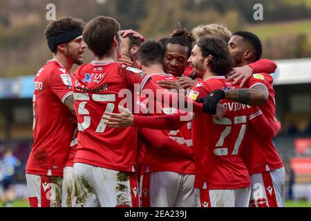 HIGH WYCOMBE, ANGLETERRE. 6 FÉVRIER : lors du match de championnat Sky Bet entre Wycombe Wanderers et la forêt de Nottingham à Adams Park, High Wycombe le samedi 6 février 2021. (Credit: Jon Hobley | MI News) Credit: MI News & Sport /Alay Live News Banque D'Images