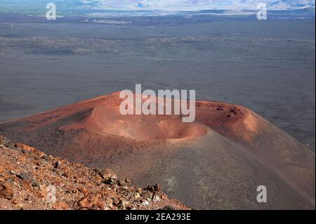 Cratère du volcan en gros plan. Kamchatka. Pic de Tolbachik. Russie. Banque D'Images