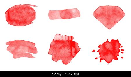 Ensemble abstrait de pinceaux à aquarelle rouge pour le dessin artistique Banque D'Images