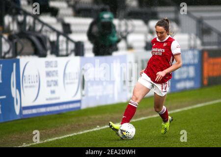 Borehamwood, Royaume-Uni. 07e février 2021. Lisa Evans (#17 Arsenal) contrôle le ballon (action) pendant le match de Super League féminin de FA entre Arsenal et Manchester City à Meadow Park à Borehamwood. Crédit: SPP Sport presse photo. /Alamy Live News Banque D'Images