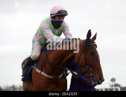Le monkfish et le jockey Paul Townend fêtent la victoire du Flocas Novice Chase lors du deuxième jour du Dublin Racing Festival à l'hippodrome de Leopardstown. Date de la photo: Dimanche 7 février 2021. Banque D'Images