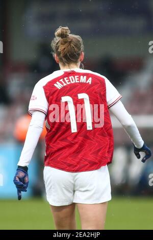 Borehamwood, Royaume-Uni. 07e février 2021. Vivianne Miedema (#11 Arsenal) pendant le match de Super League féminin de la FA entre Arsenal et Manchester City à Meadow Park à Borehamwood. Crédit: SPP Sport presse photo. /Alamy Live News Banque D'Images