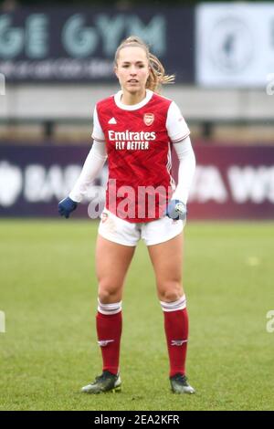 Borehamwood, Royaume-Uni. 07e février 2021. LIA Warti (#13 Arsenal) en action pendant le match de Super League féminin de la FA entre Arsenal et Manchester City à Meadow Park à Borehamwood. Crédit: SPP Sport presse photo. /Alamy Live News Banque D'Images