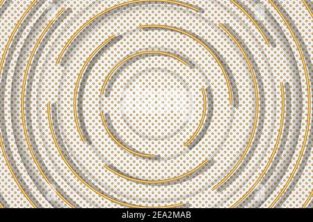 Motif abstrait vectoriel blanc avec cercles dorés. Modèle de conception pour l'entreprise. Arrière-plan en pointillés avec sphères de couleur. Points géométriques minimalistes Illustration de Vecteur