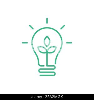 Ampoule verte avec feuille à l'intérieur. Concept d'énergie propre. Ressources renouvelables durables. Électricité écologique. Économie d'énergie. Vecteur Illustration de Vecteur