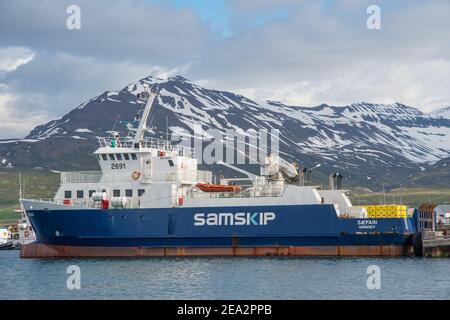 Dalvik Islande - juin 20. 2020: Ferry Saefari qui dessert les îles de Grimsey et Hrisey Banque D'Images