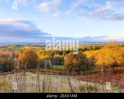 Vues depuis Cent Hills en automne, National Trust Countryside, Worcestershire, Angleterre Banque D'Images