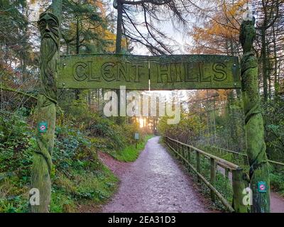 Panneau d'entrée à Cent Hills en automne, National Trust Countryside, Worcestershire, angleterre Banque D'Images