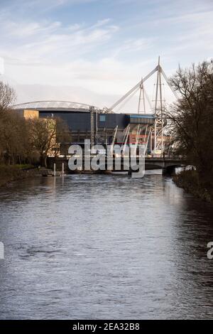 Cardiff, pays de Galles - 3 février 2021 : vue générale du stade de la Principauté, Cardiff, stade de l'équipe de rugby galloise Banque D'Images