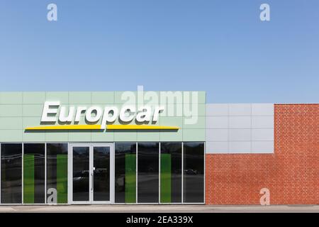 Aalborg, Danemark - 9 mai 2016 : Agence Europcar. Europcar est une société française de location de voitures fondée en 1949 à Paris Banque D'Images