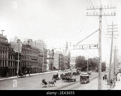 Photographie de la fin du XIXe siècle - rue King, Hamilton (Ontario), Canada, vers 1900 Banque D'Images