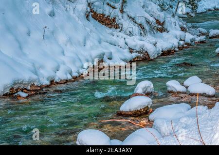 Gorge de Partnach en hiver, Bavière Allemagne. Banque D'Images