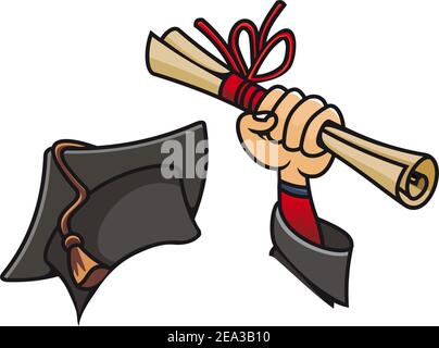 Smiling student avec diplôme de l'éducation ou de design concept Illustration de Vecteur