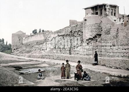 Photographie de la fin du XIXe siècle - murs de Damas, Syrie. Banque D'Images