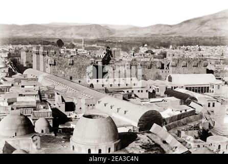 Photographie de la fin du XIXe siècle - Damas, Syrie, vers 1880 vue de la forteresse. Banque D'Images