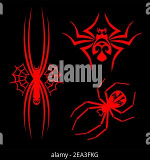 Ensemble d'araignées pour la conception de tatouage tribal Illustration de Vecteur