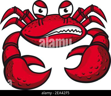Avec pinces de crabe en colère dans un style cartoon mascot pour emblème ou design Illustration de Vecteur