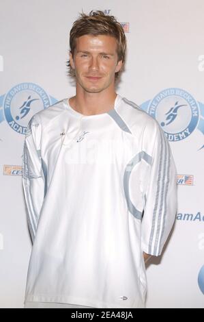 Le 2 juin 2005, la superstar britannique du football international David Beckham lance la David Beckham Academy au Home Depot Center de Los Angeles, en Californie du Sud, aux États-Unis. Photo de Lionel Hahn/CAMELEON/ABACA. Banque D'Images