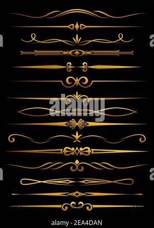 Frontières Vintage et les diviseurs fixés pour les décorations et ornements Illustration de Vecteur