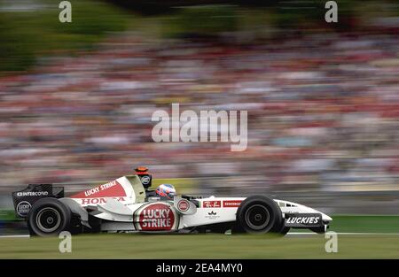 Jason Button, pilote de Formule 1 en anglais (Team Bar Honda) pendant la G.P,Hockenheim en Allemagne, le 24 juillet 2005. Photo de Thierry Gromik/ABACAPRESS.COM Banque D'Images