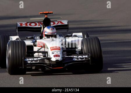 Jason Button, pilote de Formule 1, lors de la séance de qualification sur le circuit Spa Francorchamps, au Grand Prix de Belgique, le 10 septembre 2005. Photo de Thierry Gromik/ABACAPRESS.COM Banque D'Images