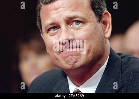 John Roberts, nommé juge en chef de la Cour suprême, au cours de la dernière journée d'audience de confirmation d'hisconfirmation le 15 septembre 2005 à Washington, D.C. photo par Olivier Douliery/ABACAPRESS.COM Banque D'Images