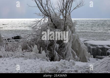 Glacial moody glacé vers le haut des paysages du port Banque D'Images