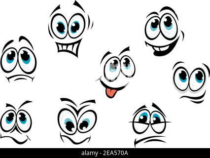 Bandes dessinées visages de bande dessinée avec des expressions différentes Illustration de Vecteur