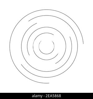 Fine ligne noire vortex de cercles concentriques. Illustration abstraite plate simple. Illustration de Vecteur