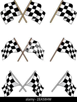 Ensemble de drapeaux à carreaux pour le sport Illustration de Vecteur
