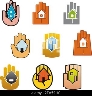 Petite maison en mains pour la conception d'affaires immobilières Illustration de Vecteur