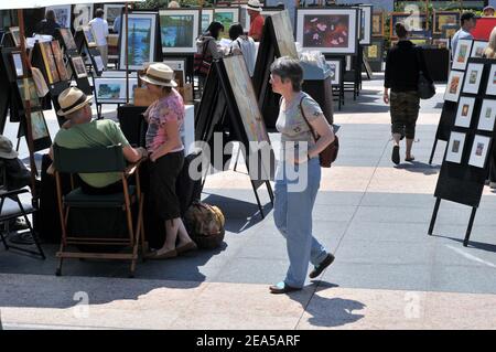 Exposition et vente d'art à Union Square, San Francisco, USA, un jour en août Banque D'Images