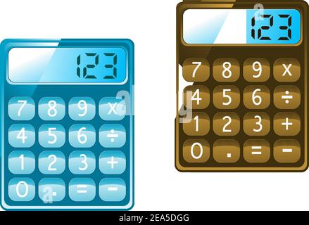 Icônes de la calculatrice de style brillant isolées sur fond blanc Illustration de Vecteur