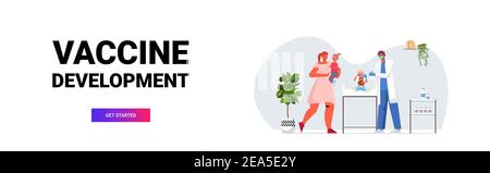 médecin de famille dans le masque vaccinant enfant patient pour lutter contre mise au point d'un vaccin contre le coronavirus concept de campagne d'immunisation médicale horizontale pleine longueur illustration vectorielle Illustration de Vecteur