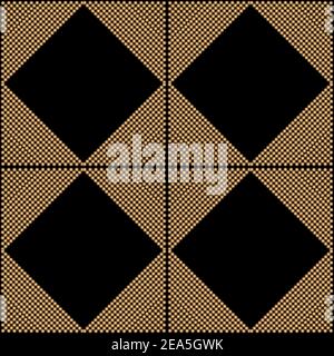 Décoration Art déco. Motif géométrique abstrait sans couture avec décoration carrée dorée sur fond noir. Texture décorative vintage. Moderne et élégant Illustration de Vecteur