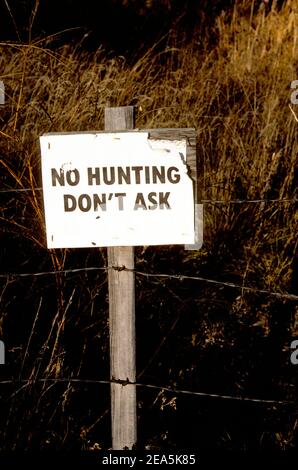 Pas de panneau de chasse, Canyon County, SW Idaho USA Banque D'Images