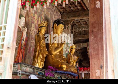 Statues bouddhistes au temple de Bulguksa à Gyeongju, Corée du Sud Banque D'Images