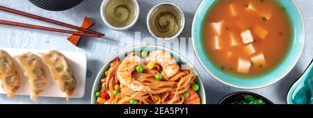 Panorama de la cuisine japonaise. Cuisine japonaise, prise d'en haut Banque D'Images