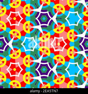 texture triangulaires en textile mandala multicolore. Idéal pour ornement pour décorer une carte de voeux, décor, décorations, superposition, couche, etc Banque D'Images
