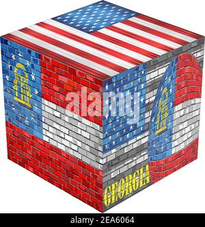 Georgia Cube - Illustration, Résumé grunge mosaïque drapeau de la Géorgie Illustration de Vecteur