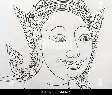 Art, Résumé, dessin, modèle thaï, géant de, Littérature, Ramayana Banque D'Images