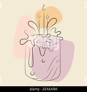 Gâteau d'anniversaire à dessin au trait avec bougies vecteur éléments abstraits arrière-plan Illustration de Vecteur