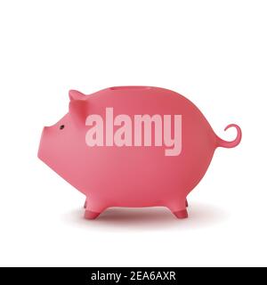 moneybox 3d réaliste sous la forme d'un cochon isolé sur fond blanc, vecteur Illustration de Vecteur