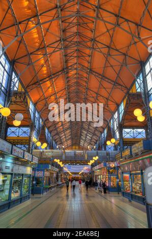 Grande salle du marché, Budapest, HDR image Banque D'Images