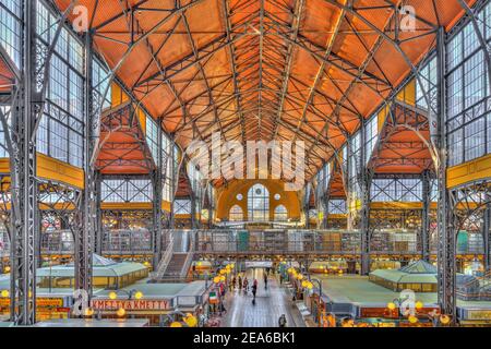 Grande salle du marché, Budapest, HDR image Banque D'Images