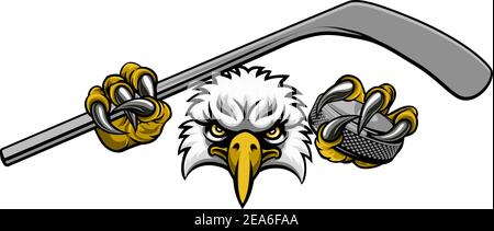 Joueur de Hockey sur Glace Eagle Sports Animal Mascot Illustration de Vecteur