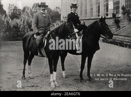 Photo d'archives de Victor Emmanuel III d'Italie et de ses Épouse princesse Elena du Monténégro Banque D'Images