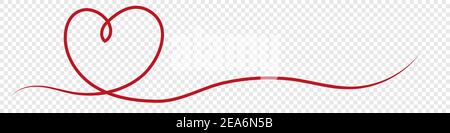 Coeur dessiné à la main ligne art bannière arrière-plan transparent isolé Illustration de Vecteur