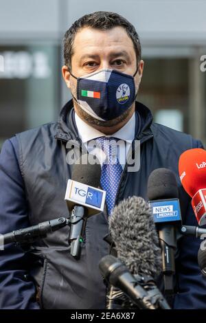 Milan, Italie. 08 février 2021. Milan, Conférence de presse de Matteo Salvini sous la région Lombardie usage éditorial seulement crédit: Agence de photo indépendante/Alamy Live News Banque D'Images